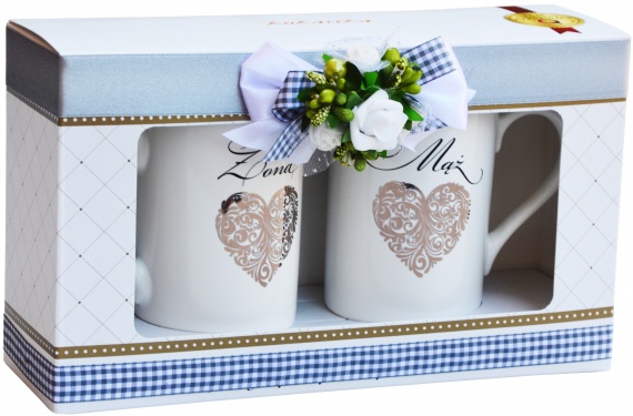 Wyjątkowy zestaw z okazji ślubu, rocznicy ślubu - porcelanowe kubki
