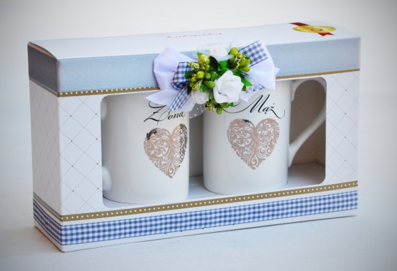 Wyjątkowy zestaw z okazji ślubu, rocznicy ślubu - porcelanowe kubki