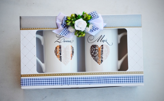 Wyjątkowy zestaw z okazji ślubu, rocznicy ślubu - porcelanowe kubki