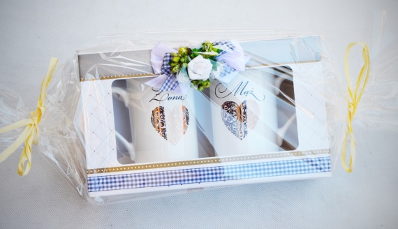 Wyjątkowy zestaw z okazji ślubu, rocznicy ślubu - porcelanowe kubki