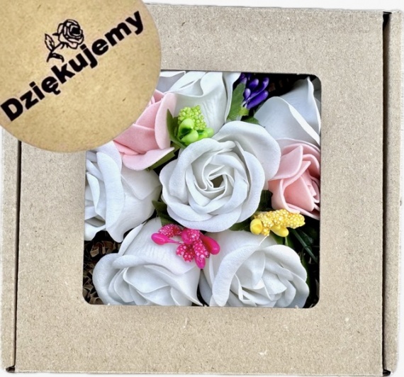 Prezent dla Nauczycielek Nauczycieli Mydlany Bukiet Róże FlowerBox Mydlany