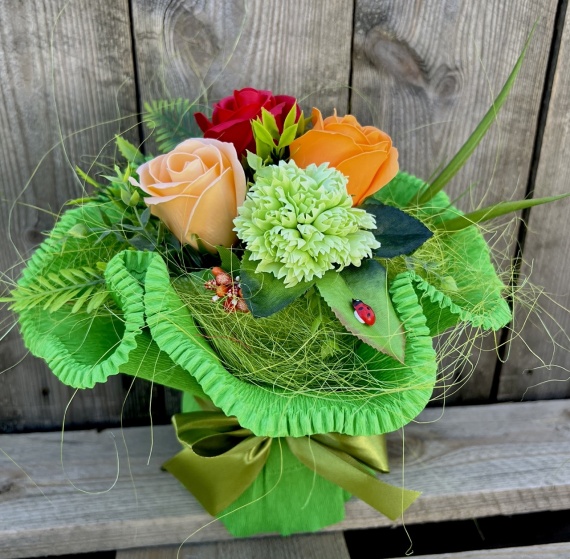 PIĘKNY DUŻY Mydlany BUKIET Kwiaty Mydlane Ręcznik Prezent dla Wychowawczyni