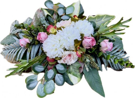 DUŻA PIĘKNA Wiązanka Stroik Kompozycja na Cmentarz Sztuczne Róże JAK ŻYWA!!