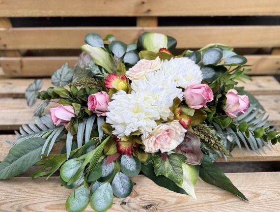 DUŻA PIĘKNA Wiązanka Stroik Kompozycja na Cmentarz Sztuczne Róże JAK ŻYWA!!