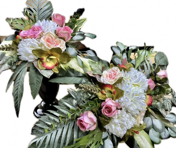 DUŻA PIĘKNA Wiązanka + BUKIET Stroik Kompozycja na Cmentarz Sztuczne Kwiaty