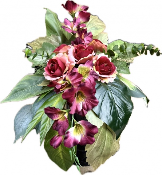 Bukiet Kompozycja ze Sztucznych Kwiatów do Wazonu Stroik na grób Róże