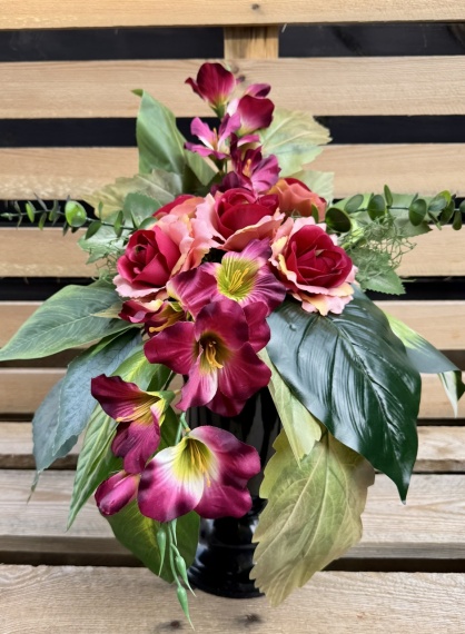 Bukiet Kompozycja ze Sztucznych Kwiatów do Wazonu Stroik na grób Róże