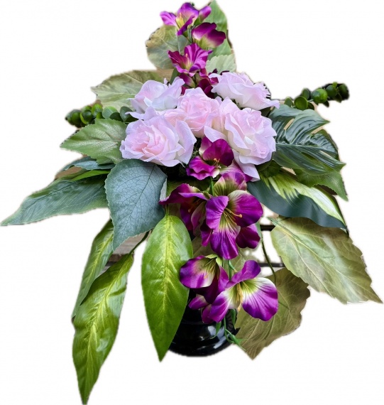 Bukiet Kompozycja Sztuczne Kwiaty Stroik na grób Róże