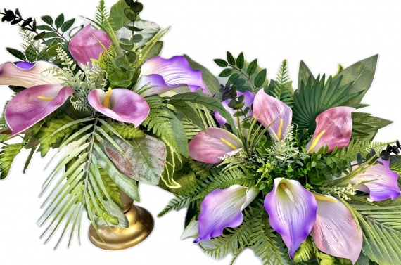 DUŻA Wiązanka + BUKIET Stroik Kalie Kompozycja na Cmentarz Sztuczne Kwiaty