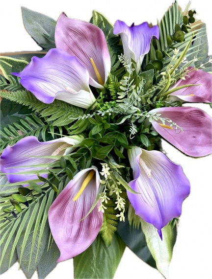 DUŻA Wiązanka + BUKIET Stroik Kalie Kompozycja na Cmentarz Sztuczne Kwiaty