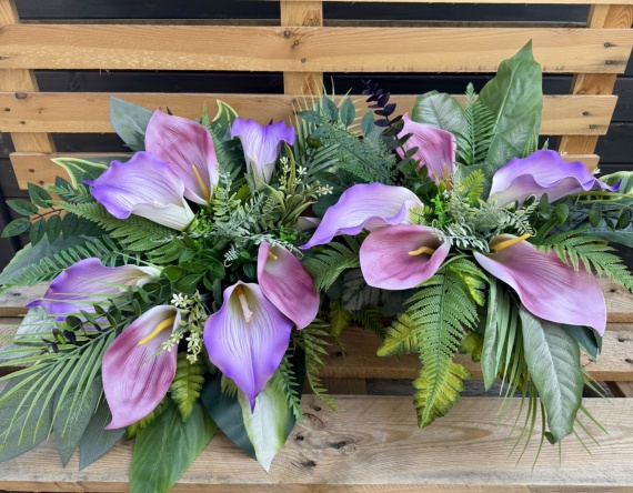 DUŻA Wiązanka + BUKIET Stroik Kalie Kompozycja na Cmentarz Sztuczne Kwiaty