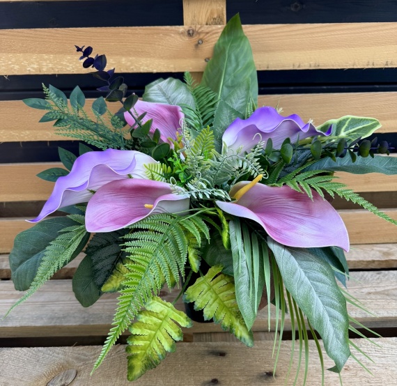 DUŻA Wiązanka + BUKIET Stroik Kalie Kompozycja na Cmentarz Sztuczne Kwiaty