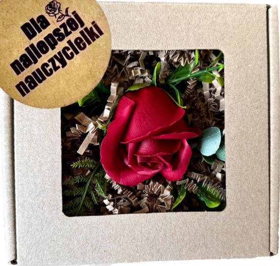 Prezent na Dzień Nauczyciela dla Nauczycieli Box Prezentowy Róża Mydlana