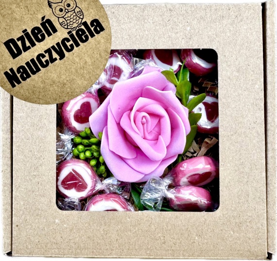 Super Fajny Prezent na Dzień Nauczyciela dla Nauczycielki różowe cukierki szkoła