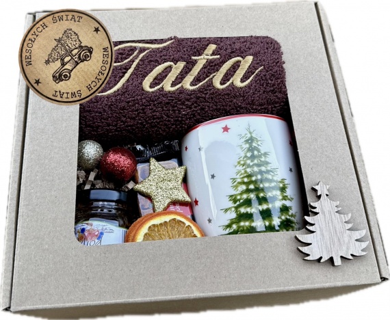 Prezent na Święta Świąteczny dla Babci Dziadka Ręcznik z Haftem Kubek Miód