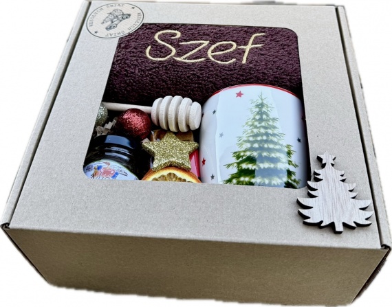 Prezent na Święta Świąteczny dla Babci Dziadka Ręcznik z Haftem Kubek Miód