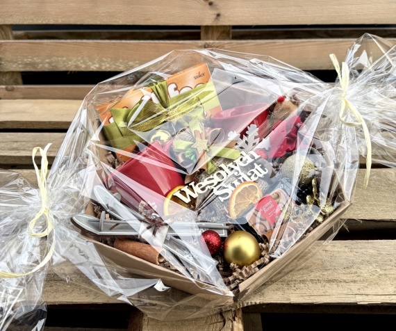 Piękny Prezent na Święta DUŻY Box Kosz Prezentowy pod Choinkę Kubki Herbata