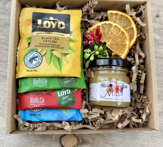 Prezent na Święta Mini Box Prezentowy dla kontrahenta kontrahentów miód