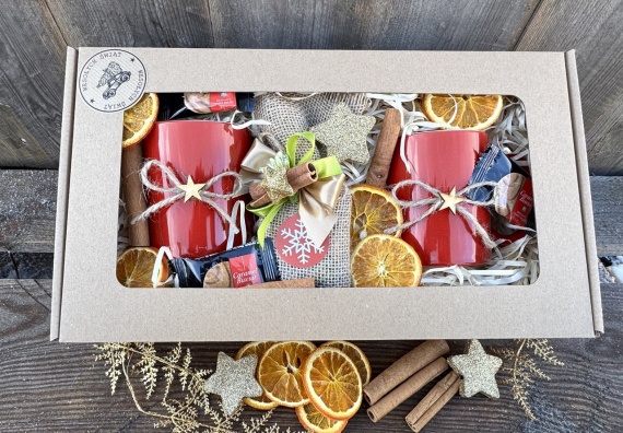 Wyjątkowy Prezent na Święta Zestaw Prezentowy pod Choinkę 2 Kubki Herbata