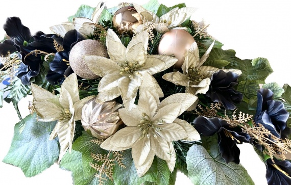 WIĄZANKA Stroik Świąteczny na Grób Cmentarz Święta Złota Bombki Gwiazda