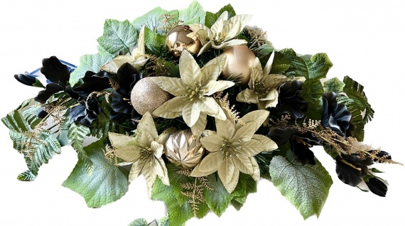 WIĄZANKA Stroik Świąteczny na Grób Cmentarz Święta Złota Bombki Gwiazda