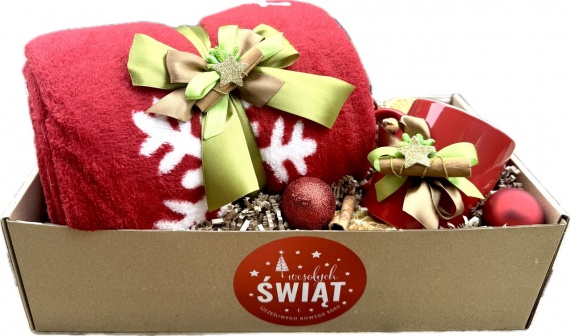 Oryginalny Prezent na Święta Świąteczny Zestaw Box Prezentowy Koc Kubek
