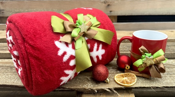 Oryginalny Prezent na Święta Świąteczny Zestaw Box Prezentowy Koc Kubek
