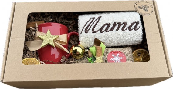 Prezent na Święta Świąteczny dla mamy babci szefowej Kosz Box Prezentowy