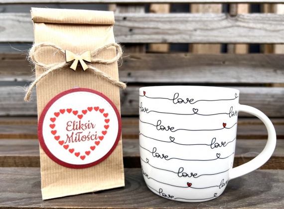 DUŻY ZESTAW Prezent na Walentynki dla żony herbata kubek