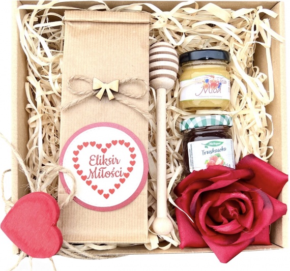 Prezent na Walentynki ZESTAW HERBATA MIÓD DŻEM