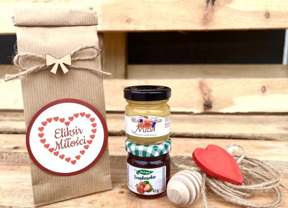 Prezent na Walentynki ZESTAW HERBATA MIÓD DŻEM