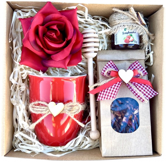 PIĘKNY Prezent dla żony męża dziewczyny chłopaka Zestaw KUBEK HERBATA BOX