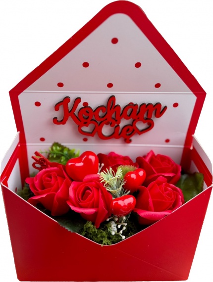 Prezent na Walentynki Walentynkowy Flower Box Mydlany Bukiet Mydlane Róże
