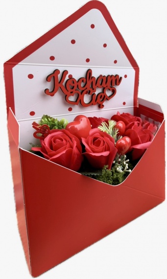 Prezent na Walentynki Walentynkowy Flower Box Mydlany Bukiet Mydlane Róże