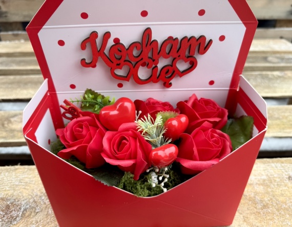 Prezent na Walentynki Walentynkowy Flower Box Mydlany Bukiet Mydlane Róże
