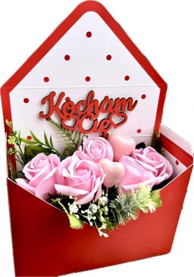Flower Box Bukiet Mydlany Róże Prezent na Walentynki dla Żony Kobiety Niej