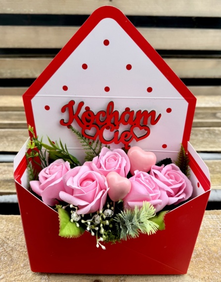 Flower Box Bukiet Mydlany Róże Prezent na Walentynki dla Żony Kobiety Niej