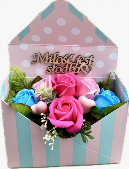 MEGA FAJNY Prezent na Walentynki Bukiet Mydlany Flower Box Mydlane Róże