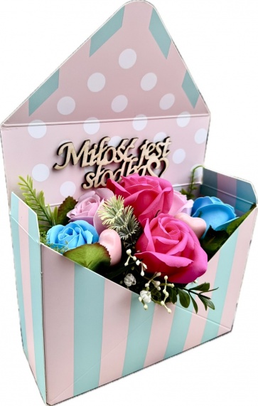 MEGA FAJNY Prezent na Walentynki Bukiet Mydlany Flower Box Mydlane Róże