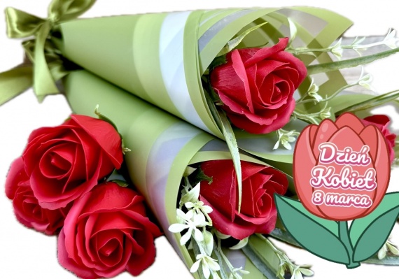 Super Prezent na Dzień Kobiet Piękna Mydlana Róża Mydlane Róże Kwiaty