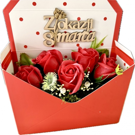 Prezent na Dzień Kobiet Mydlany Bukiet z Mydlanych Kwiatów Róże Mydlane box