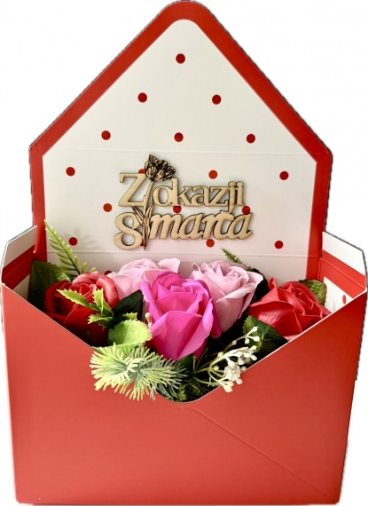 Super Prezent na Dzień Kobiet Bukiet z Kwiatów Mydlanych Mydlane Róże Box