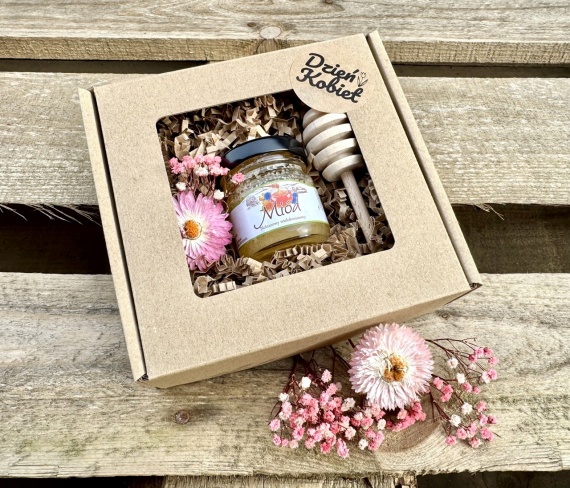 Prezent na Dzień Kobiet UROCZY Naturalny Box Prezentowy z Miodem Miód Kwiat