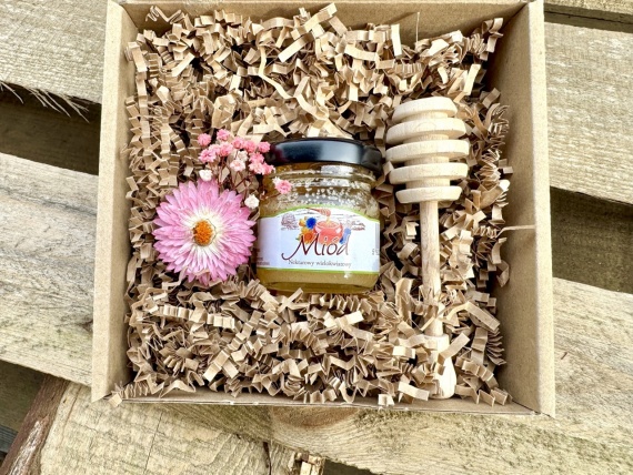 Prezent na Dzień Kobiet UROCZY Naturalny Box Prezentowy z Miodem Miód Kwiat