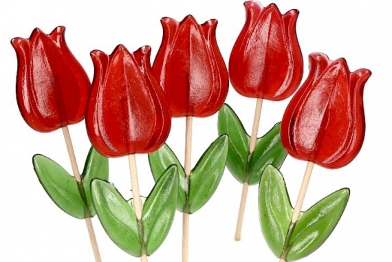 Prezent na Dzień Kobiet Upominek dla nauczycielek dziewczynek Tulipan Lizak