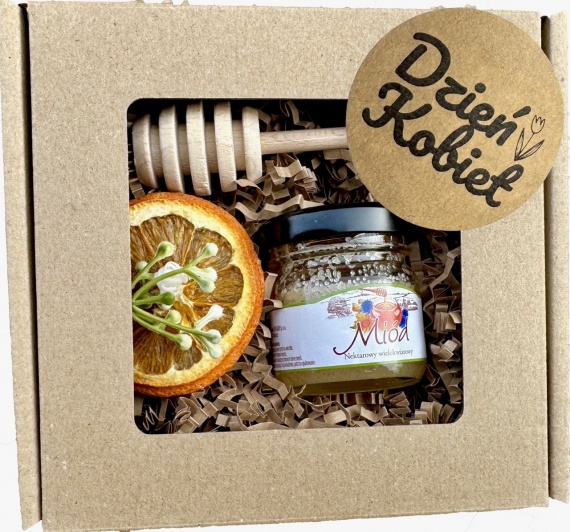 Wyjątkowy Uroczy Upominek Prezent na Dzień Kobiet Box Prezentowy Miód Łyżka