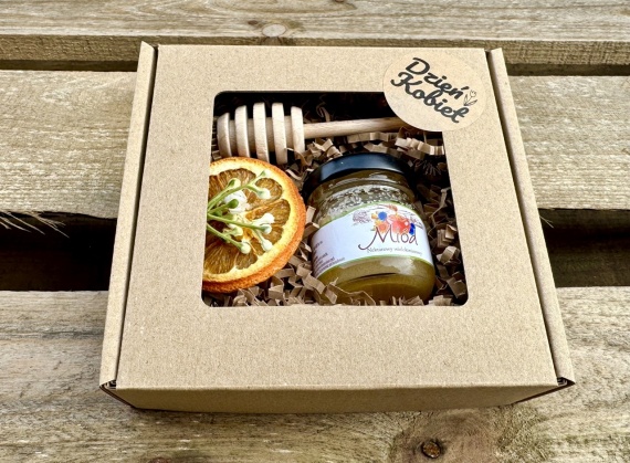 Wyjątkowy Uroczy Upominek Prezent na Dzień Kobiet Box Prezentowy Miód Łyżka