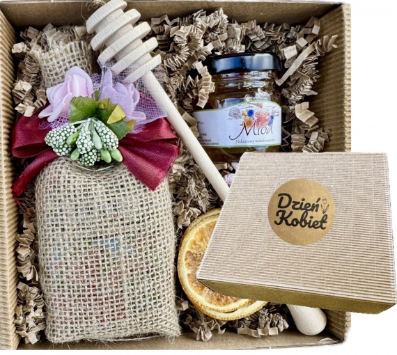 Elegancki Prezent na Dzień Kobiet Box Prezentowy Herbata Miód Mioodwnik