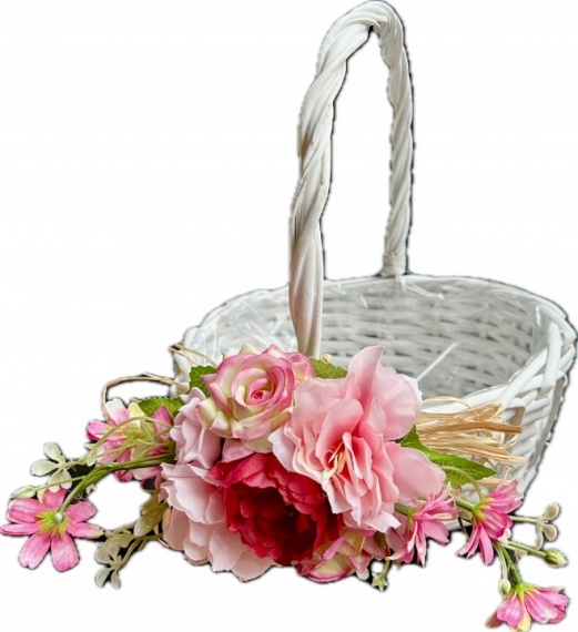 Koszyk Kosz Koszyczek Wiklinowy Wielkanocny do Święconki z dekoracją kwiaty