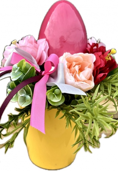 Uroczy Stroik Kwiatowy na Wielkanoc Dekoracja Stołu na Stół Duże Jajko